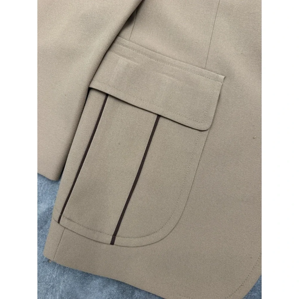 Vintage 70s  Johnny Carson Mens Suit Jacket Leisure Blazer Sport Coat Tan Sz 42